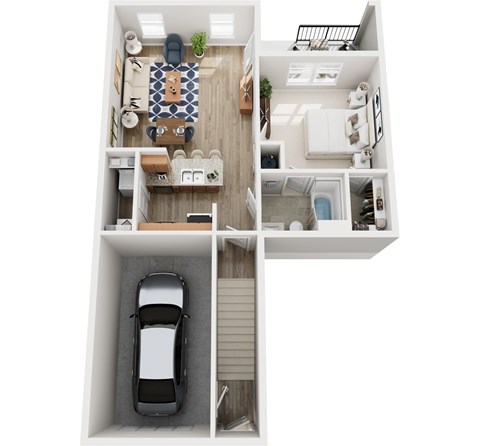 Floor plan for 1 bed, 1 bath, 808 sqft